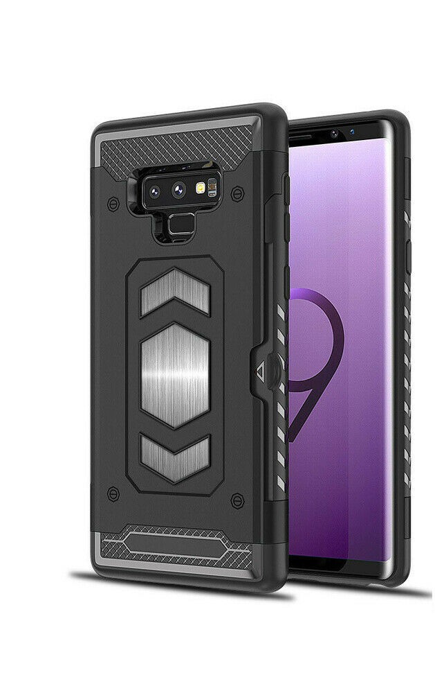 Protectores para celular  para Samsung  Note 9 Funda reforzada con porta tarjeta Negro